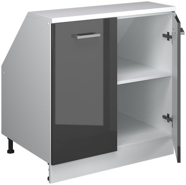 Dachschrägenschrank Rion Anthrazit Hochglanz 80 x 81.6 cm mit 2 Türen, Schrankkorpus 60 cm Tiefe Vicco Bild 4