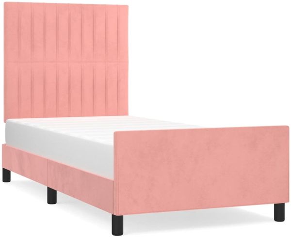 Einzelbettgestell Design für Erwachsene mit Kopfteil Rosa 90x200 cm Samt d3225e