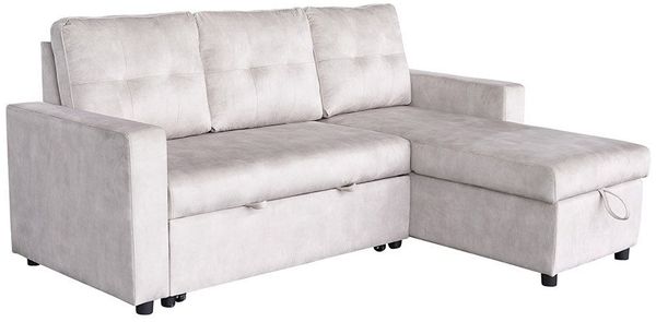 riess-ambiente 3-Sitzer APARTMENT 205cm champagner beige · Eckcouch, Samt-Bezug, Bettfunktion, Einzelartikel 1 Teile, Ottomane links / rechts · mit Stauraum · Nosagfederung · inkl. Kissen