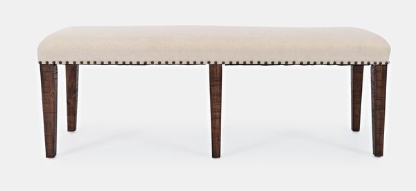 Livin Hill Avola AV1931-52 Gepolsterte Bank, Akazienholz, Furnier, Stoff, 49,5 x 48,5 x 132 cm