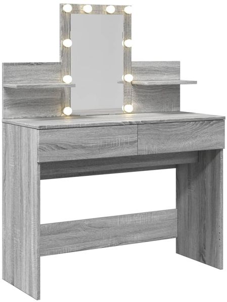 vidaXL Schminktisch mit LED-Beleuchtung Grau Sonoma 100x40x130 cm 848204 Bild 8