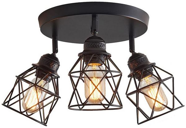Sunicol LED Deckenleuchte Metall Schwarz Deckenleuchte, Verstellbare, 3 Flammig, E27, Hängelampe für Küche Flur Wohnzimmer Schlafzimmer Esszimmer