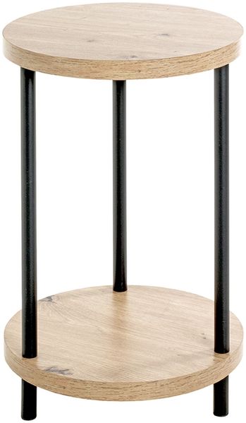 Beistelltisch >52412< in eiche, schwarz, MDF, Metall - 50x30cm (HxD)