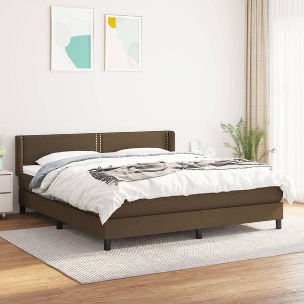 vidaXL Boxspringbett mit Matratze Dunkelbraun 180x200 cm Stoff 3129652