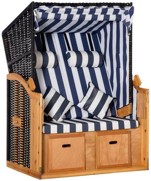 Outsunny Strandkorb Strandkorb mit Dach und Getränkehaltern 5-stufige Rückenlehne, BxTxH: 118 x 79 x 160 cm, Halblieger, 867-059GY, (Sonnenliege, 1-tlg, Doppelte Sonnenliege), 2-Sitzer