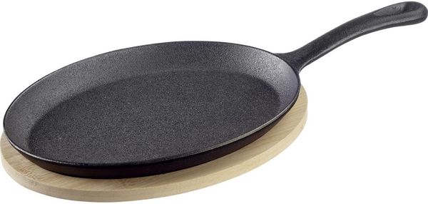 Westmark Gusseiserne Pfanne Tapas + Friends – Gusseisenpfanne für alle Herdarten geeignet, auch Induktion und Grill, Gusspfanne inkl. Bambus-Untersetzer – Eisen, 500 ml