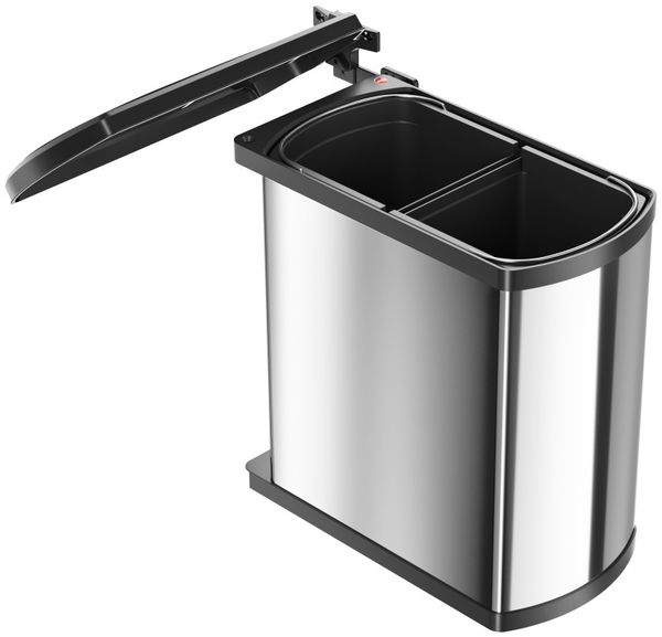 HAILO Abfallsorter 16 (2x8) Liter DUO-3416 ab 45 cm Schrankbreite, edelstahl/schwarz