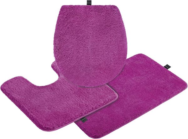 Bruno Banani Badematte Lana, Badvorleger, Badezimmer Teppich, rutschhemmend beschichtet, schnell trocknend, strapazierfähig, fußbodenheizungsgeeignet, Polyacryl, rechteckig, 3-tlg. Stand-WC Set, Badteppich, Badematten, unifarben, auch als 3 teiliges Se...