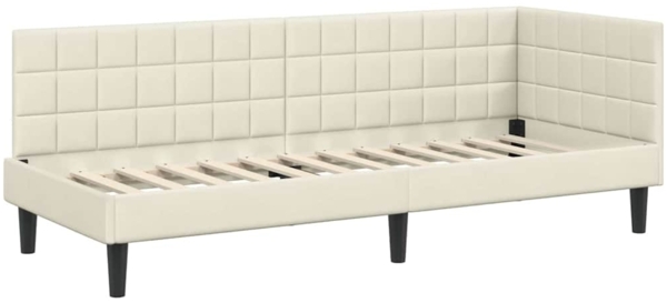 vidaXL Eckbettgestell mit Kopfteil Creme 80 cm x 200 cm Stoff 42016415