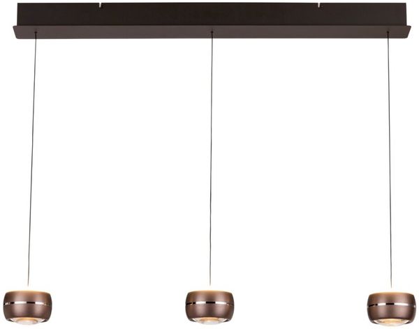Dieter Knoll LED-Hängeleuchte, Aluminium schwarz-braun, 12 x 180 x 100 cm, dimmbar mit 3 Helligkeitsstufen