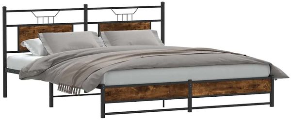 vidaXL Bettgestell ohne Matratze Räuchereiche 160x200 cm Holzwerkstoff 4106911
