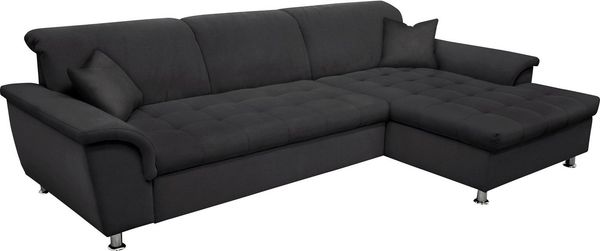 DOMO collection Ecksofa Franzi B/T: 278/162 cm, L-Form, belastbar bis 140kg/ Sitz, Flachgewebe, graphite