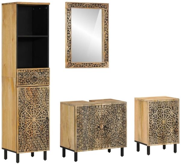 vidaXL 4-tlg. Badmöbel-Set Massivholz Mango 3206315
