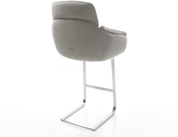 Delife Barstuhl Luan-Flex Strukturstoff, Freischwinger, Edelstahl Silberfarben, Soft Grau Bild 5
