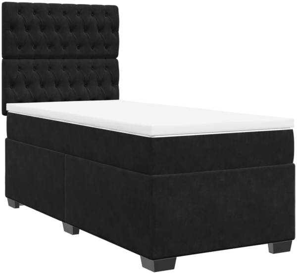 vidaXL Boxspringbett mit Matratze Schwarz 100x200 cm Samt 3290842