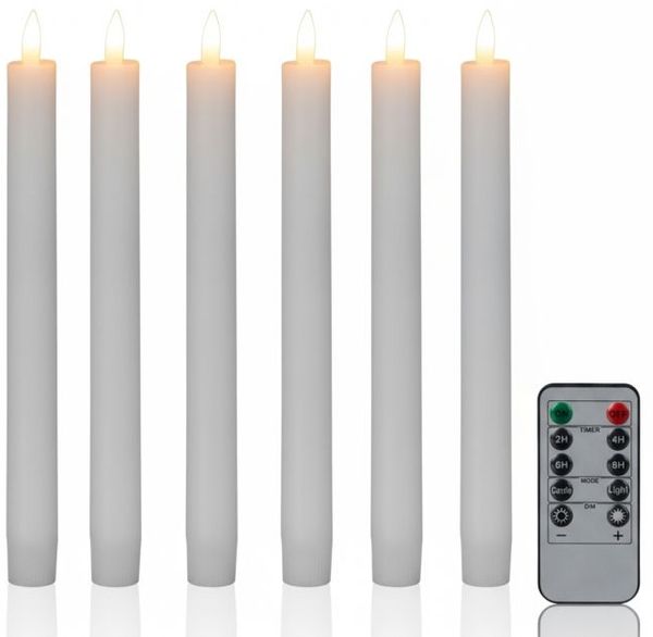 Relaxdays LED Stabkerzen mit Timer 6er Set