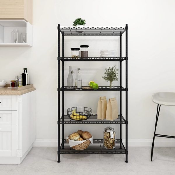 vidaXL Lagerregal mit 5 Böden 90x35x180 cm Schwarz 250 kg 324624
