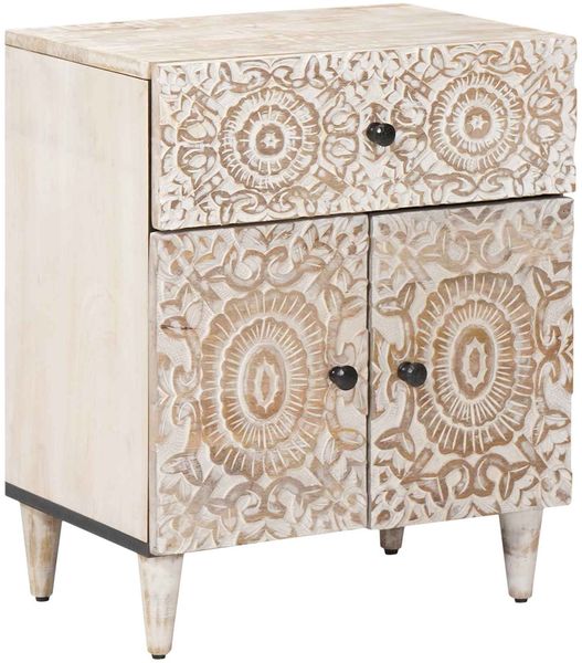 vidaXL Bettkasten mit Schubladen Weiß 50 x 33 x 60 cm Massivholz Mango 4018379