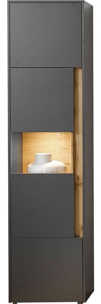 Vitrine Cintia / City, Holzwerkstoff, Schwarz, Holzfarben, 50 x 197 x 40 cm