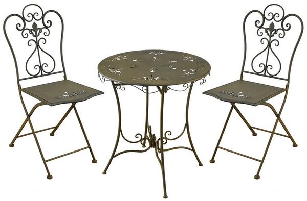HTI-Living Küchentisch Essgruppe 3-teilig Lily Braun (Set, 3-St, 1x Tisch, 2x Stühle), Sitzgruppe Metall