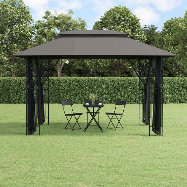 Gartenpavillon, Pavillon mit Seitenwänden Anthrazit 400x300x270 cm Stahl