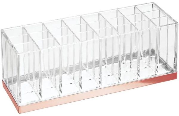 Aufbewahrungsbox Nagellack Lippenstift 24 Fächer mDesign Roségold/transparent