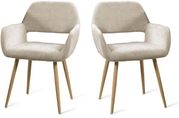 MEUBLE COSY Sessel 2er Set Relaxsessel Lehnstühle Polsterstuhl mit Metallbeine für Wohnzimmer Vanity, Stoff, Beige