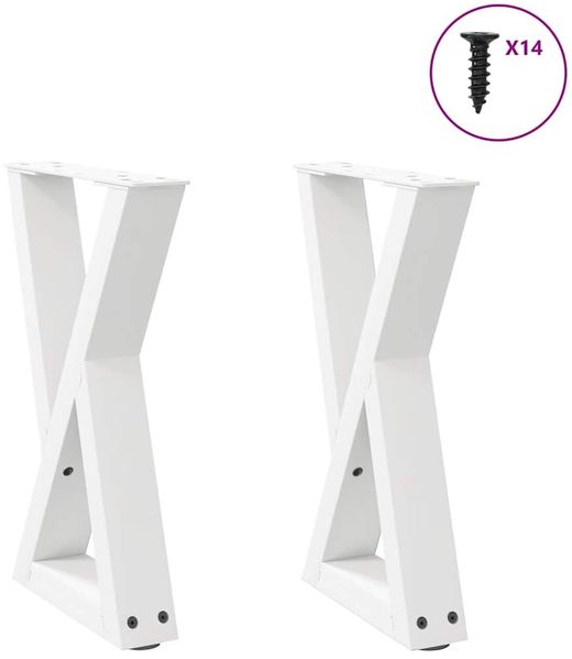 vidaXL Couchtischbeine 2 Stk. Weiß 38x(42-43,3) cm Stahl 4012701