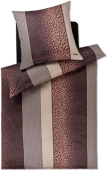 JOOP! Bettwäsche 2 teilig - Leo, Mako-Satin, Baumwolle Taupe 200x220cm