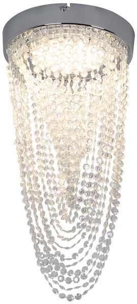 LED Deckenleuchte, Chrom, Kristallbehang, H 34 cm