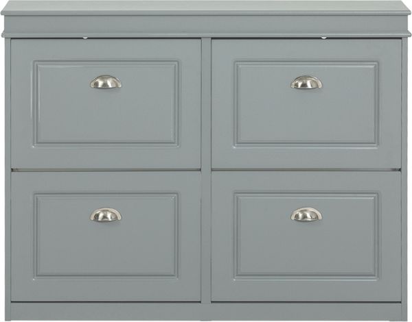 SoBuy FSR79-HG Schuhschrank, MDF, Lackiert, Grau, 100 x 91 x 19 cm
