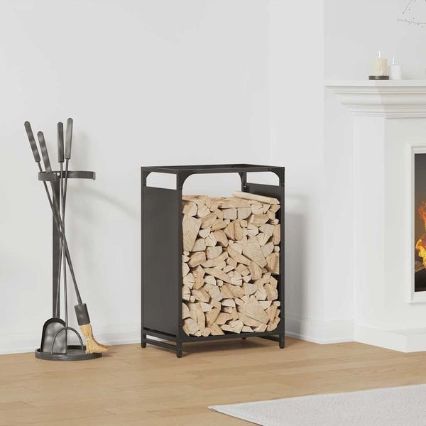 vidaXL Brennholzregal Schwarz 44x28x65 cm Kaltgewalzter Stahl 864195