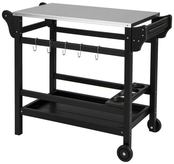 COSTWAY Grillablagetisch, Grillwagen,Beistelltisch auf Rollen, outdoor