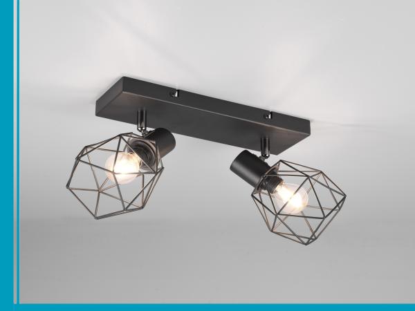 meineWunschleuchte Deckenspots, ohne Leuchtmittel, Decken-lampe Industrie-Design mit 2x Draht Lampen-schirm, Breite 30cm