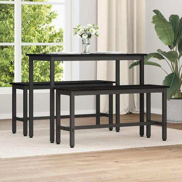 vidaXL Esstischbank 2 pcs Schwarz Eichen-Optik 100 x 32,5 x 48,5 cm 873751