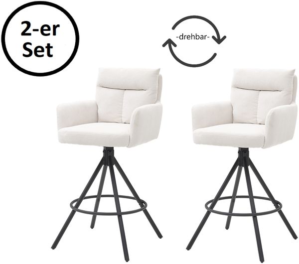 Barhocker >Solveig< (2er-Set) in hell beige/schwarz - 54x103,5x58 (BxHxT)