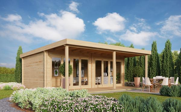 Gartenhaus Kevin 44 + Vordach Lichtgrau