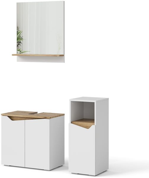 Badmöbel-Set Marelle Weiß 3 Teile, mit Midischrank Vicco