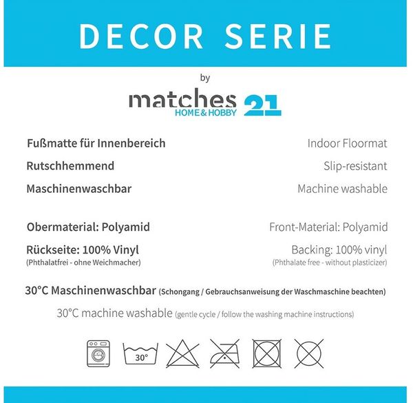matches21 HOME & HOBBY Fußmatte Türmatte Blumen Herzen Landhaus in 50x70 cm als Fussabtreter, rechteckig, Höhe: 5 mm, Rutschfester Türvorleger für innen als waschbare Schmutzfangmatte