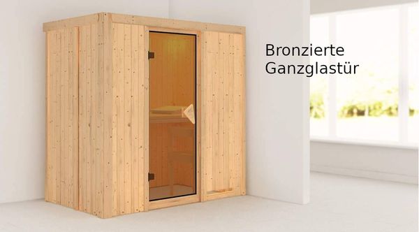 Karibu Sauna Variado ohne Ofen Bronzierte Ganzglastür