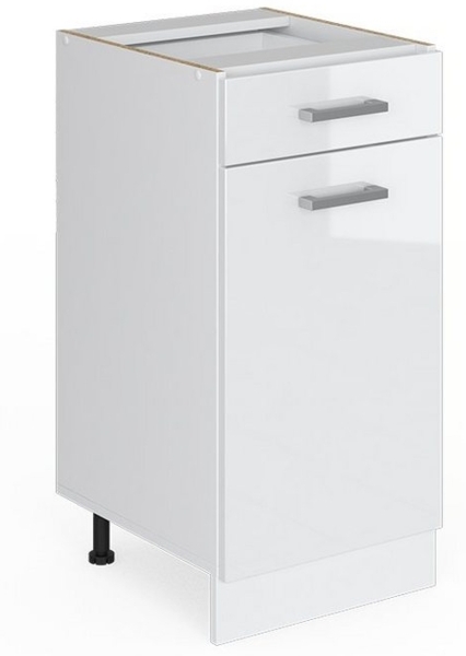 Unterschrank R-Line Weiß Hochglanz 40 cm mit Schublade, ohne Arbeitsplatte Vicco