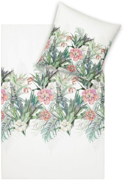 Estella Bettwäsche Laguna 4805 530 Grün Mako Satin 155 x 220 + 80 x 80 cm