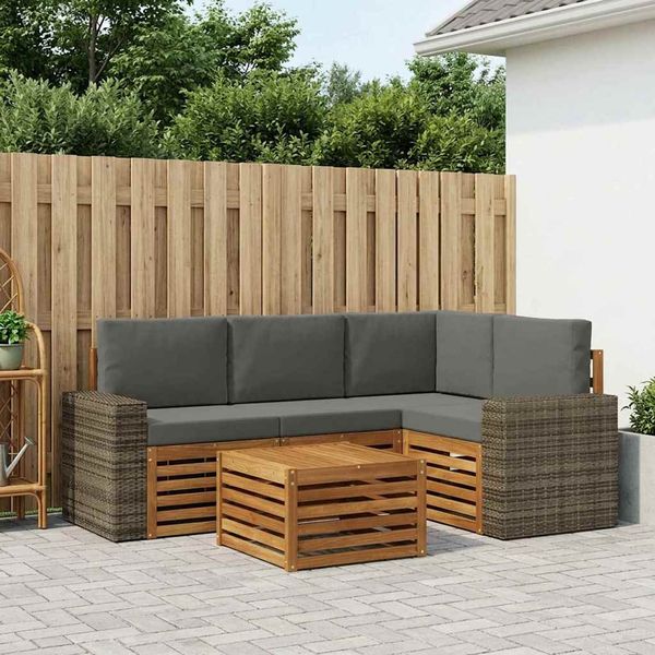 vidaXL Outdoor-Sofagarnitur 5 pcs Natur und Anthrazit 59 x 59 x 37 cm 3384338