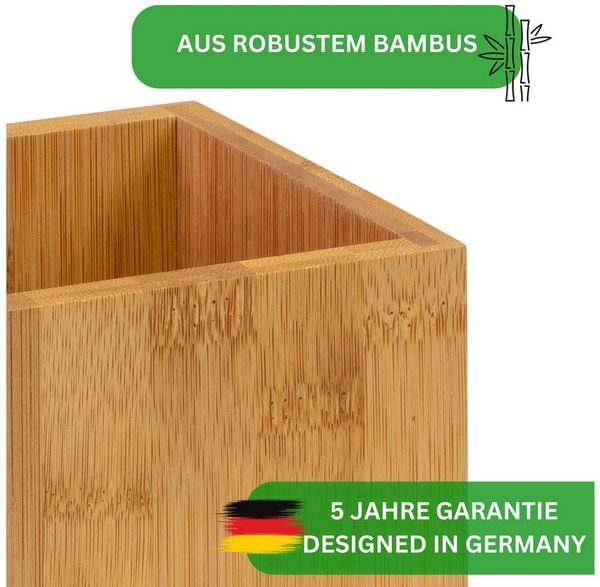 Thiru Besteckhalter Utensilienhalter aus Bambus - 10 x 10 x 13,5 cm, (2-tlg)