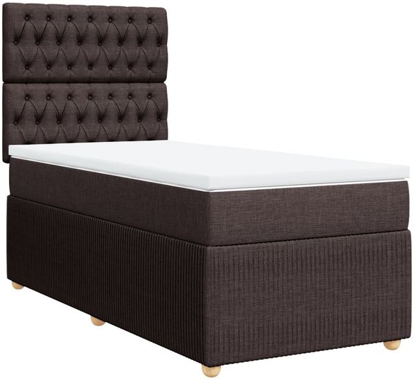 vidaXL Boxspringbett mit Matratze Dunkelbraun 90x200 cm Stoff 3294249 Bild 3