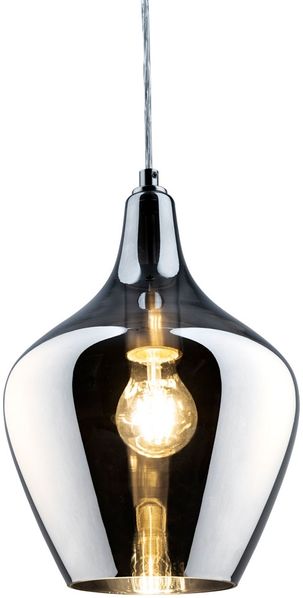 LED Hängeleuchte, silber, Glas rauch, H 150 cm