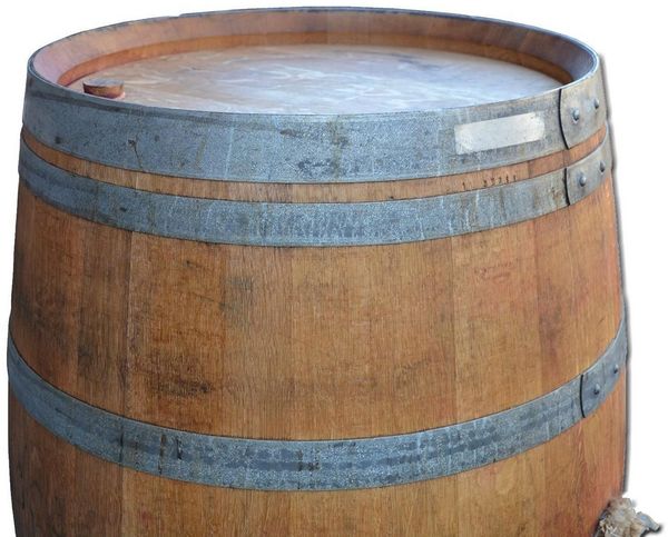 Temesso Stehtisch 225L Weinfass GEÖLT als Stehtisch - 100% Leinöl
