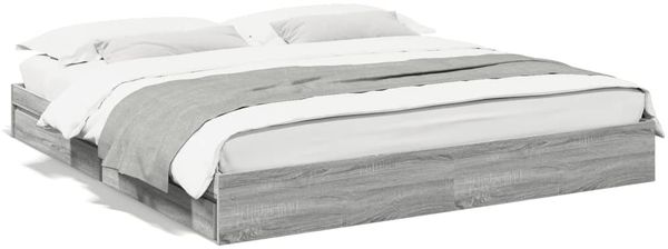Doppelbett, Bettgestell Modernen mit Schubladen Grau Sonoma 200x200cm Holzwerkstoff d1483e