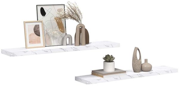 vidaXL Wandregal 2 pcs Weiß Marmor 120 x 23,5 x 4 cm Holzwerkstoff 42019978 Bild 3
