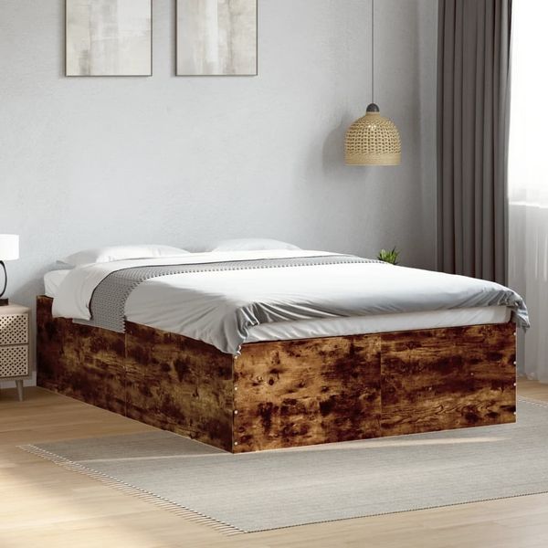 vidaXL Bettgestell Räuchereiche 120x200 cm Holzwerkstoff 3280934
